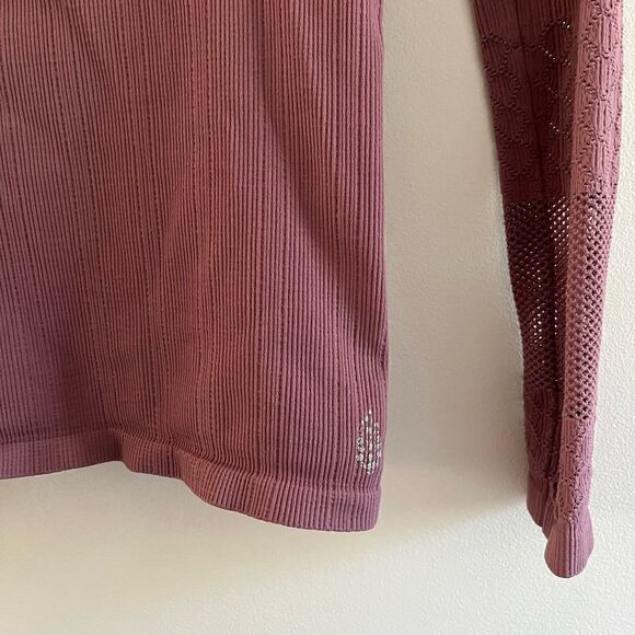 Free People Movement Slay Top Pink Seamless Half Zip Long Sleeve M L - Picture 9 of 11